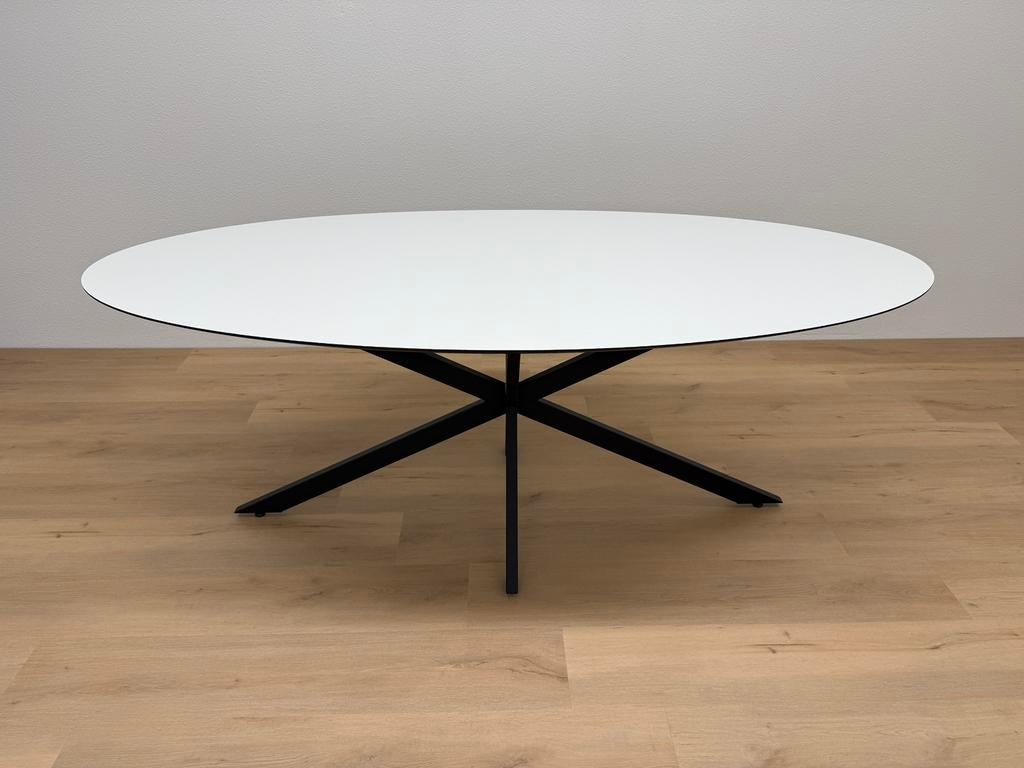Ovale eettafel HPL Wit 200x100 - Direct Leverbaar