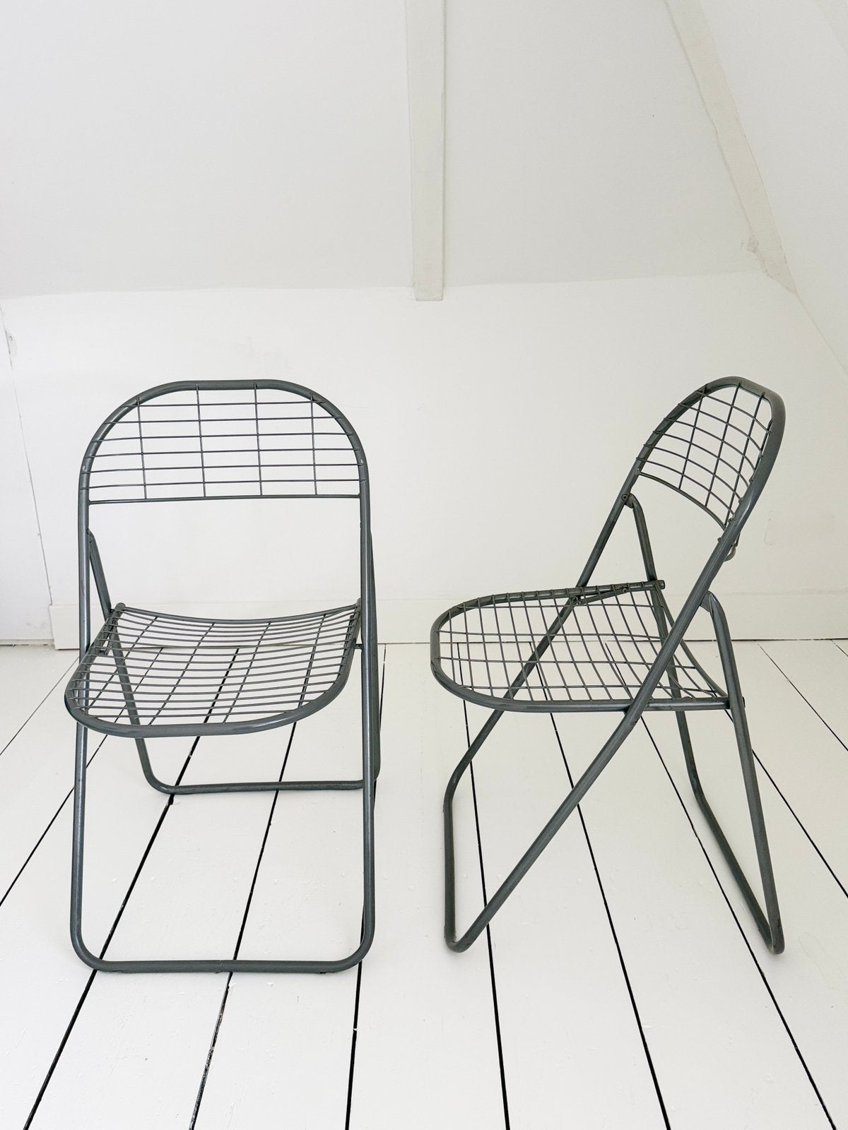 Set van 2 grijze klapstoelen Niels Gammelgaard, jaren 80, Ophalen, Gebruikt, Twee, Grijs