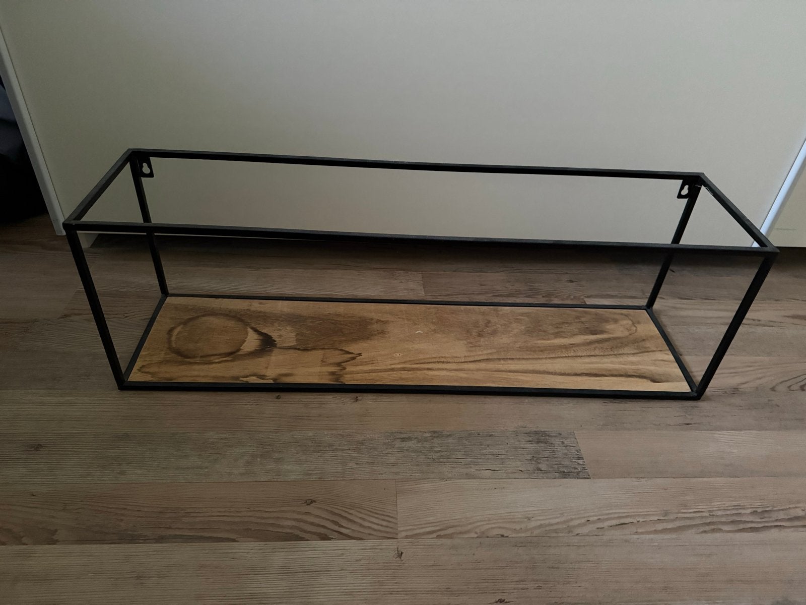 Set van 3 industriële wandplanken - Zwart metaal en hout, Ophalen, Zo goed als nieuw