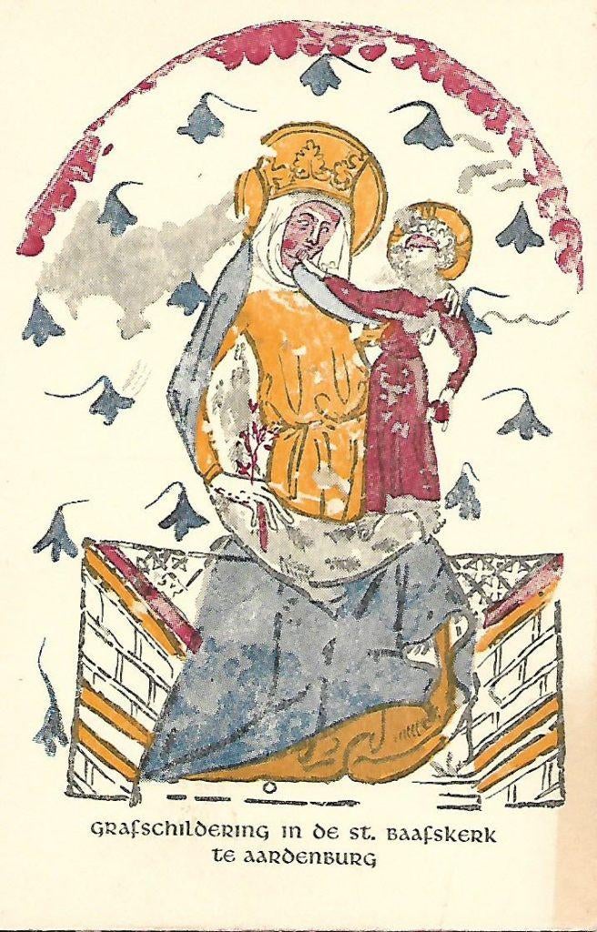 Aardenburg- -Grafschildering in de St. Baafskerk., Verzenden, 1940 tot 1960, Ongelopen, Zeeland