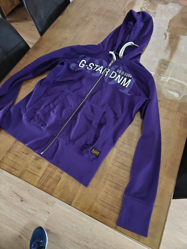 G-Star RAW Hoodie - Paars met logo, Paars, Maat 42/44 (L), Ophalen of Verzenden, Zo goed als nieuw