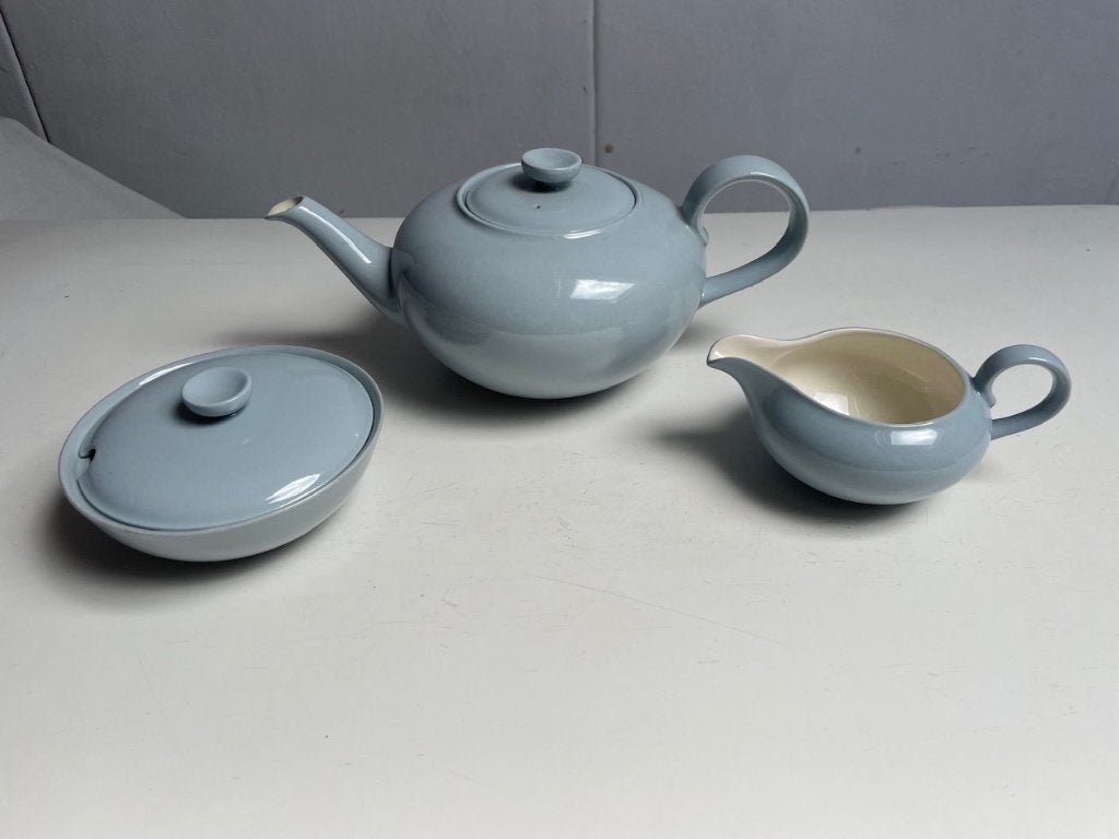 Koffie set Grijs/Blauw servies, Petrus Ragout oude stempel, Ophalen of Verzenden
