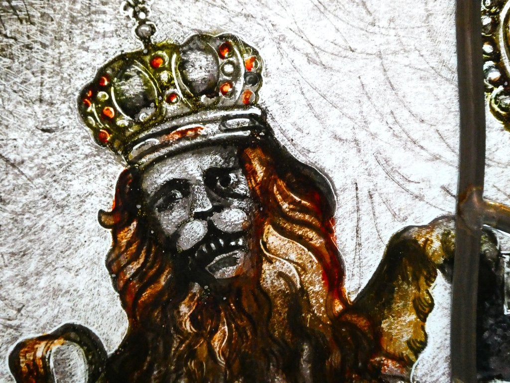 Glas in lood Je Maintiendrai Frans Griesenbrock Marechaussee, Antiek en Kunst, Ophalen