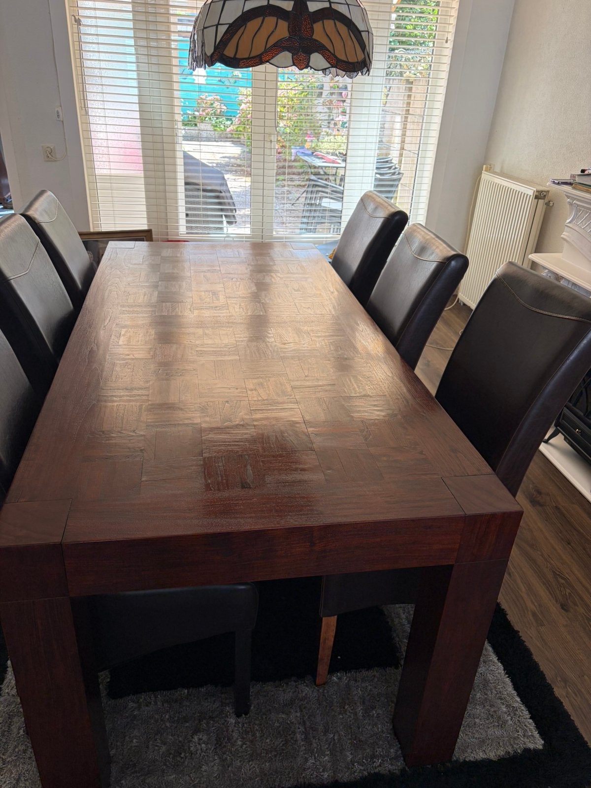 mooie tafel met 6 stoelen, Ophalen, Gebruikt, 4 tot 6 stoelen