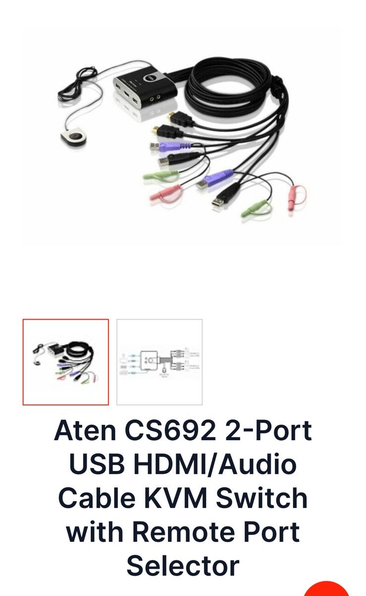 Aten KVM-Switch 2-poorts HDMI + Audio en Microfoon!, Computers en Software, Ophalen of Verzenden, Zo goed als nieuw