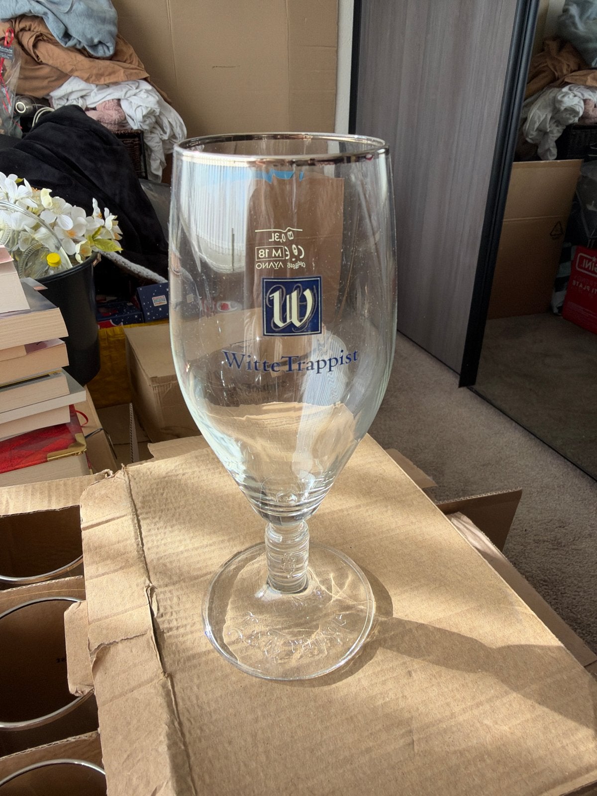 12 Witte Trappist Bierglazen - Nieuw in Doos, Ophalen, Nieuw, Wit, Glas