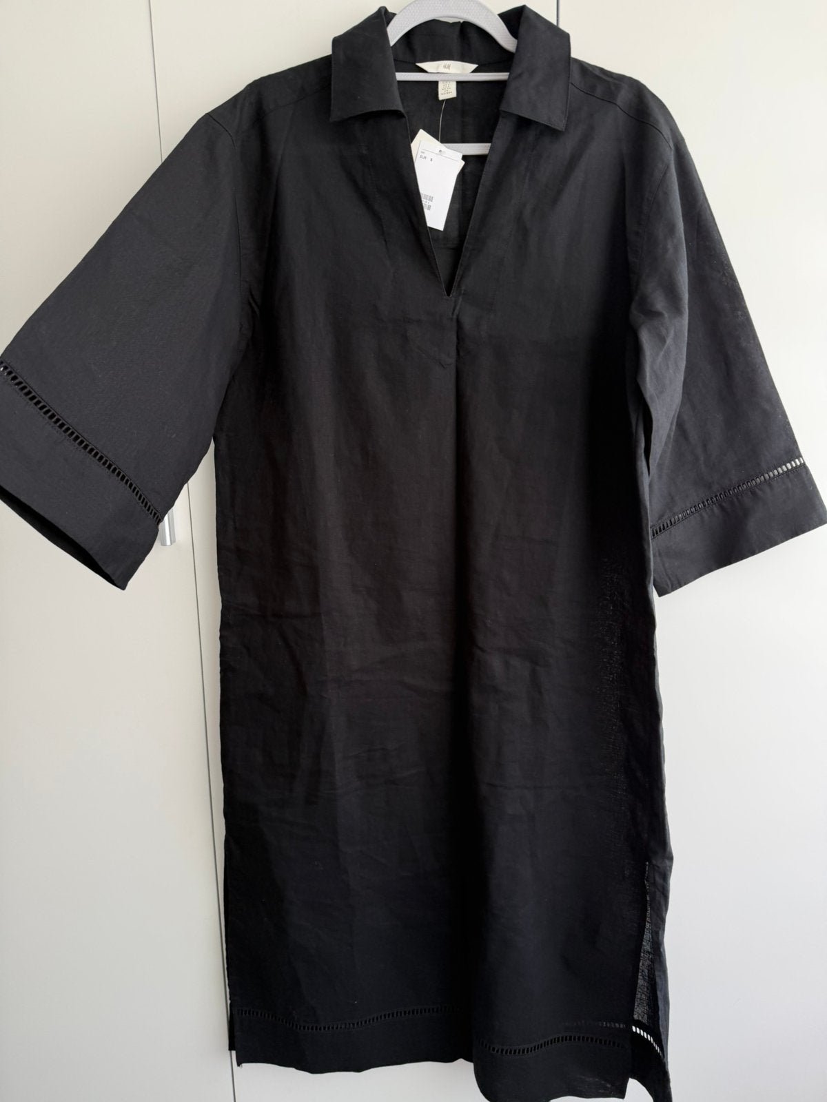 Dames h&m linnenmix kaftan jurk nieuw S 36 oversize, Verzenden, Zwart, Nieuw, Maat 36 (S)
