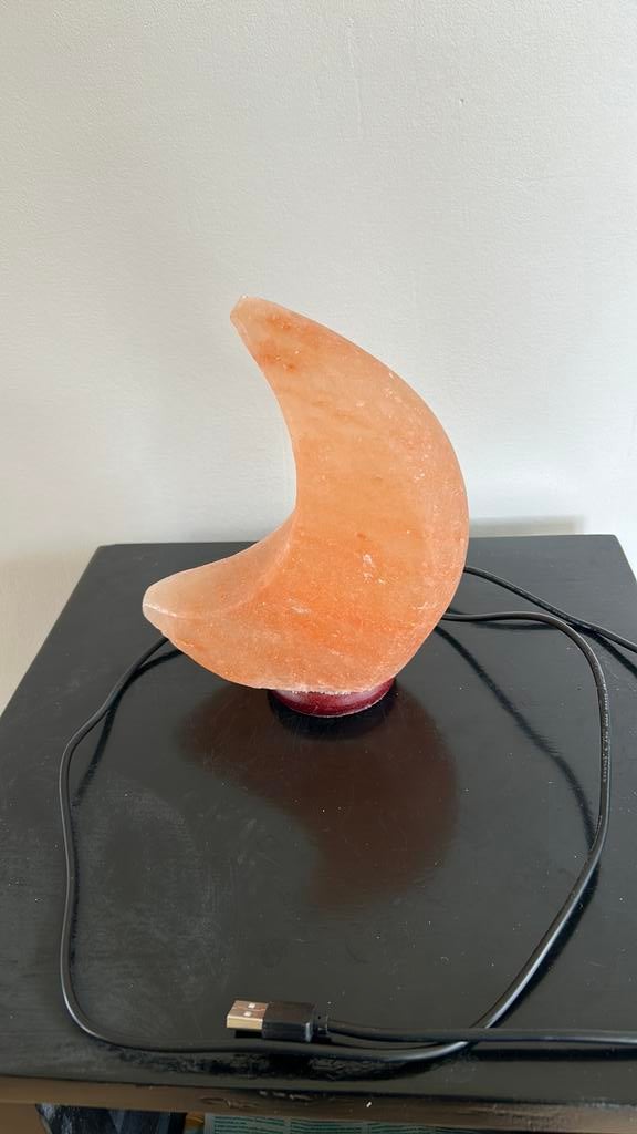 Himalaya Zoutsteen maan lamp usb, Ophalen of Verzenden, Zo goed als nieuw, Minder dan 50 cm