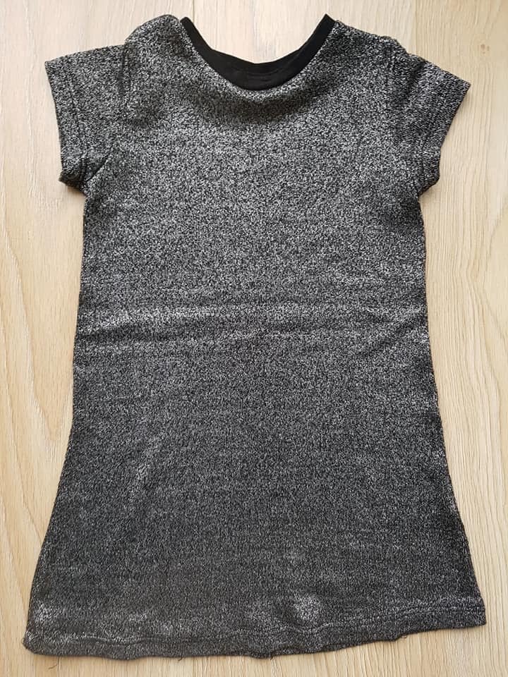 glitter jurk maat 110/116 zwart zilver meisje, Ophalen of Verzenden, Gebruikt, Meisje, Jurk of Rok