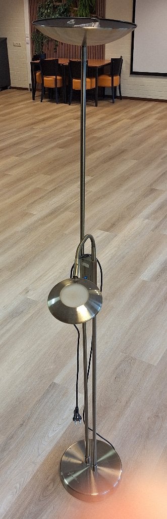 Jan des Bouvrie staande schemerlamp met 2 lichtpunten, Ophalen, Gebruikt, Overige fittingen, Metaal