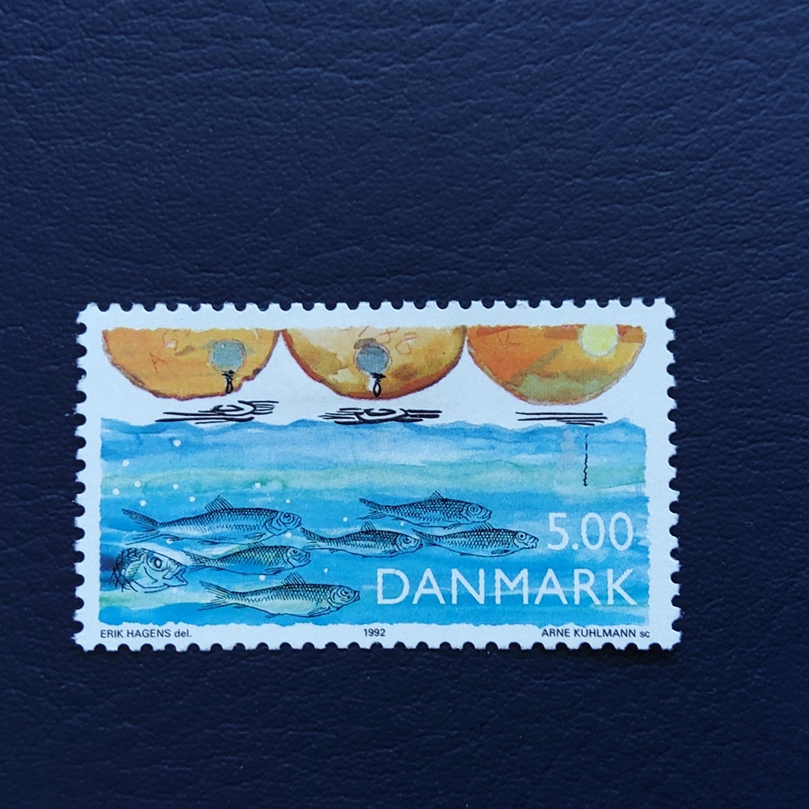 Denemarken 1992 - Postzegel met vissen en 5.00 DKK waarde, Ophalen of Verzenden, Gestempeld