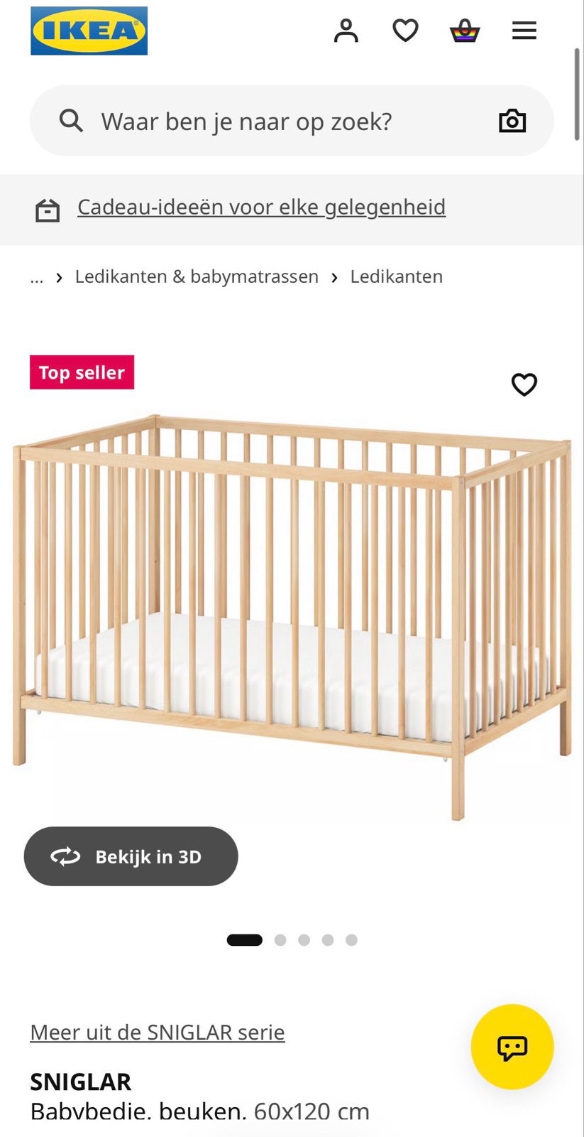 IKEA SNIGLAR ledikant, Kinderen en Baby's, Babywiegjes en Ledikanten, Ophalen, Gebruikt, Ledikant