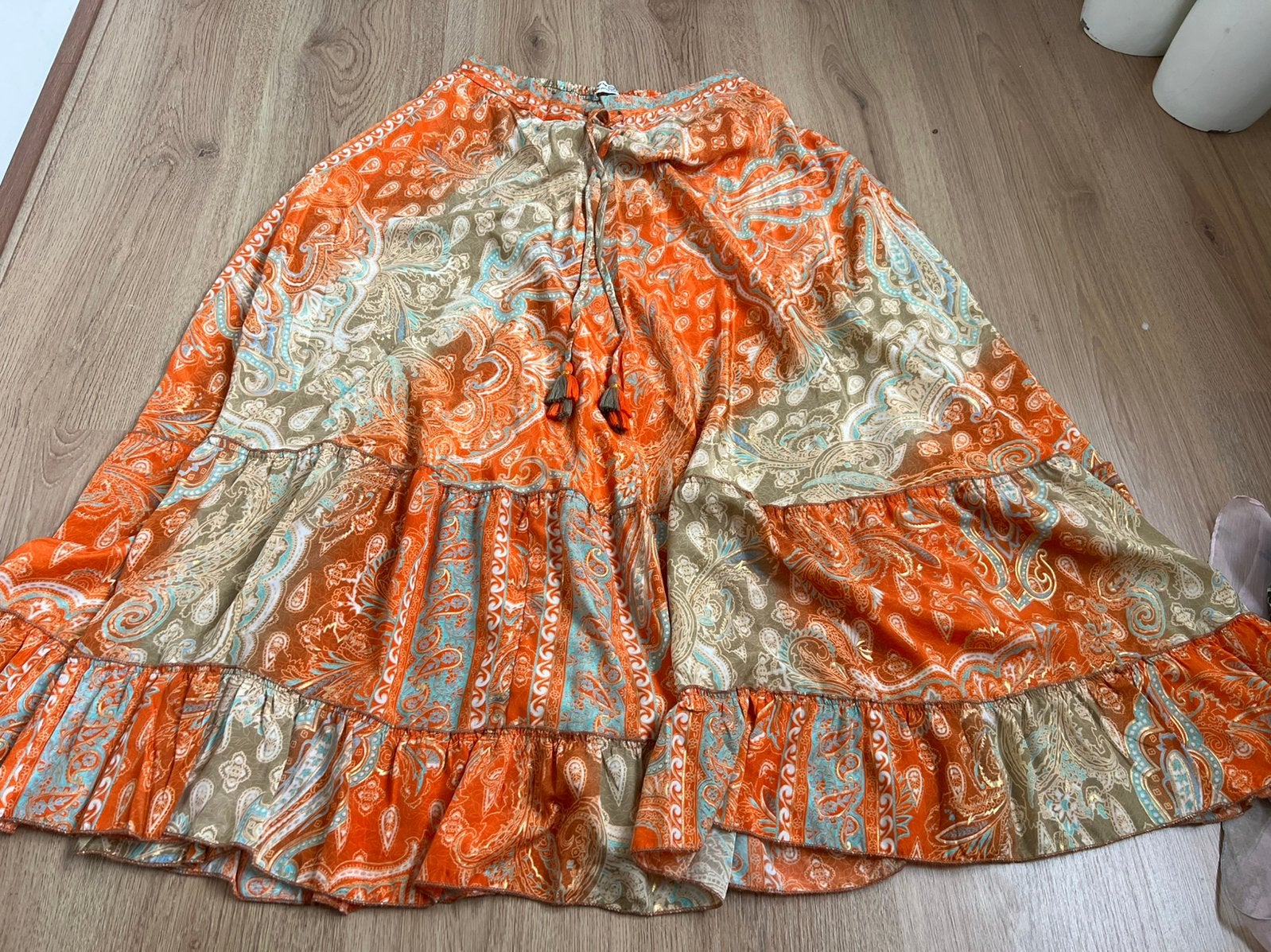Yyss hippy gypsy ibiza laagjes rok oranje goud zijde s m l, Kleding | Dames, Maat 38/40 (M), Oranje, Ophalen of Verzenden, Zo goed als nieuw