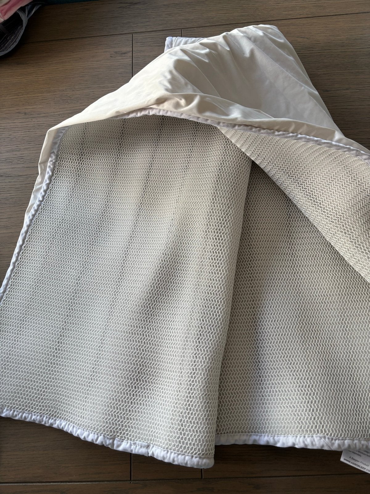 Aerosleep matrasbeschermer 150x70 met 2 hoeslakens, Gebruikt, Jongetje of Meisje, Matrasbeschermer, Wit