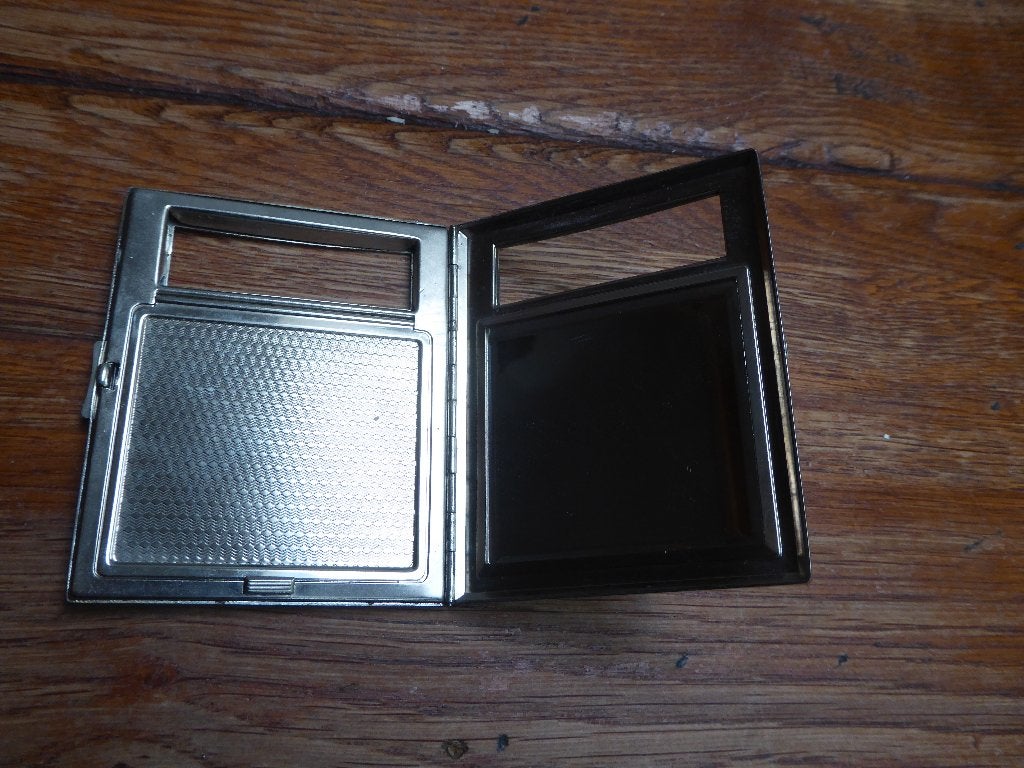 Vintage verzilverde poederdoos, Antiek en Kunst, Ophalen of Verzenden