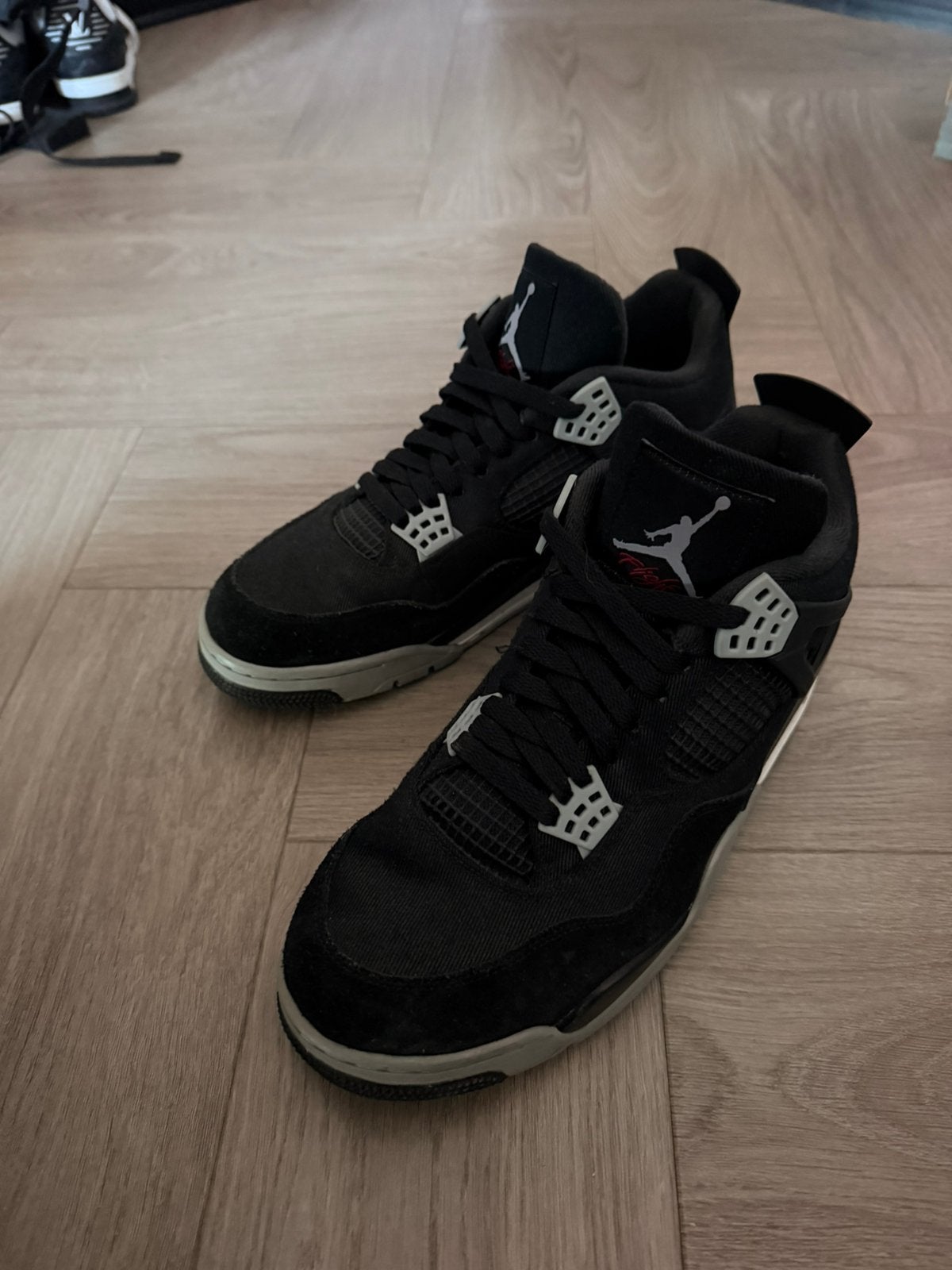 Jordan 4 retro black canvas, Kleding | Heren, Ophalen of Verzenden, Zo goed als nieuw, Zwart