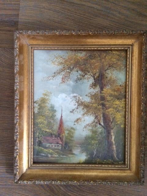 Schilderij boslandschap, Ophalen of Verzenden