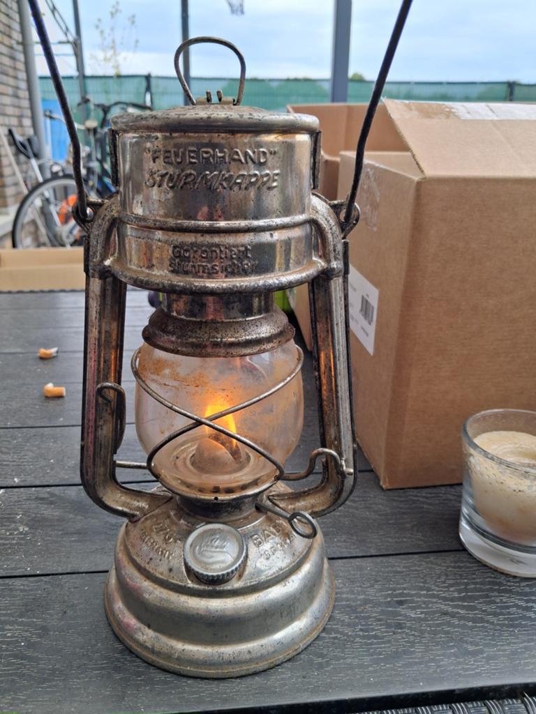Vintage Feuerhand Stormkap Olielamp - Werkt Goed!, Ophalen of Verzenden
