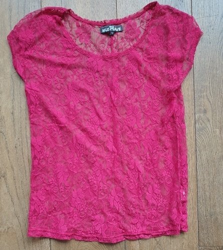 Rood Kanten Shirtje Musthave (M), Maat 38/40 (M), Musthaves, Ophalen of Verzenden, Korte mouw
