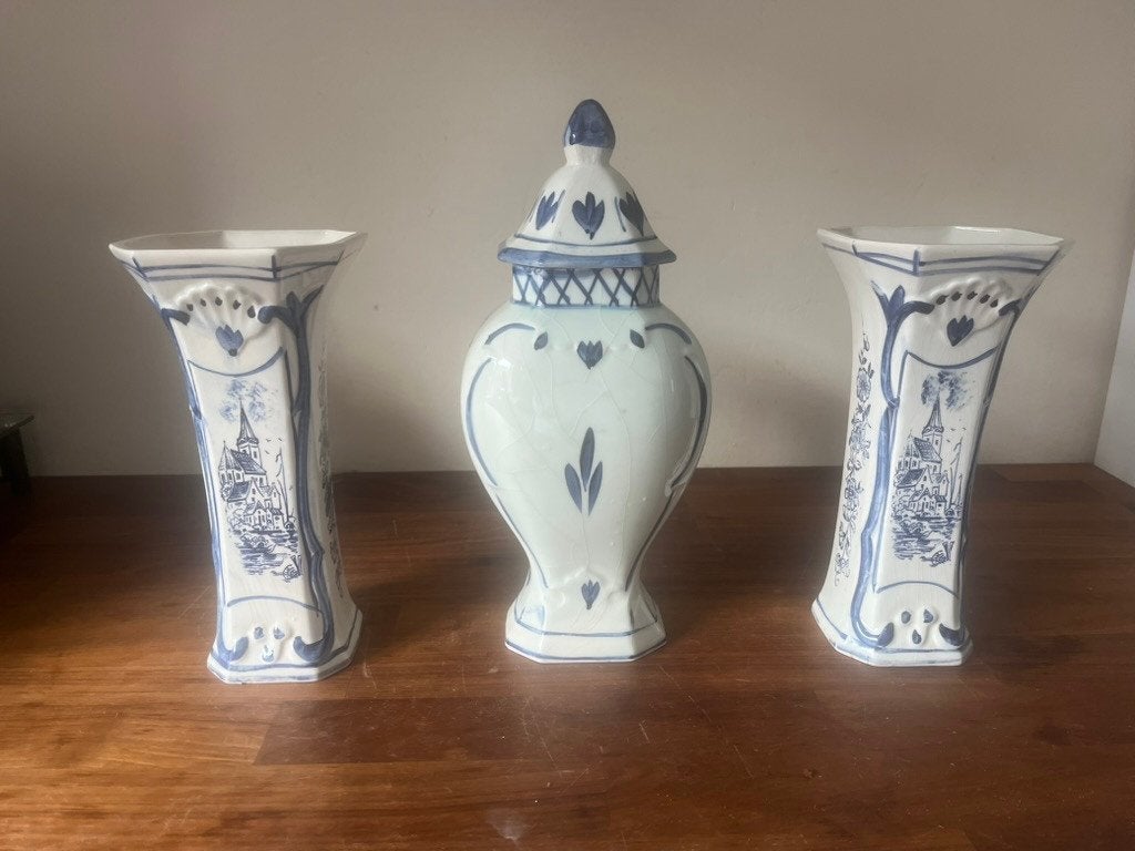 Vintage Delfts Blauw kaststel – 3-delige set, Antiek en Kunst, Ophalen of Verzenden