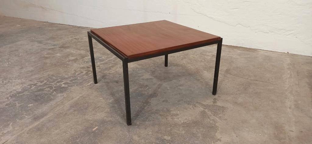 Vintage mid century teak en metaal salontafel, Ophalen, Tweedehands, Tweedehands, Tweedehands