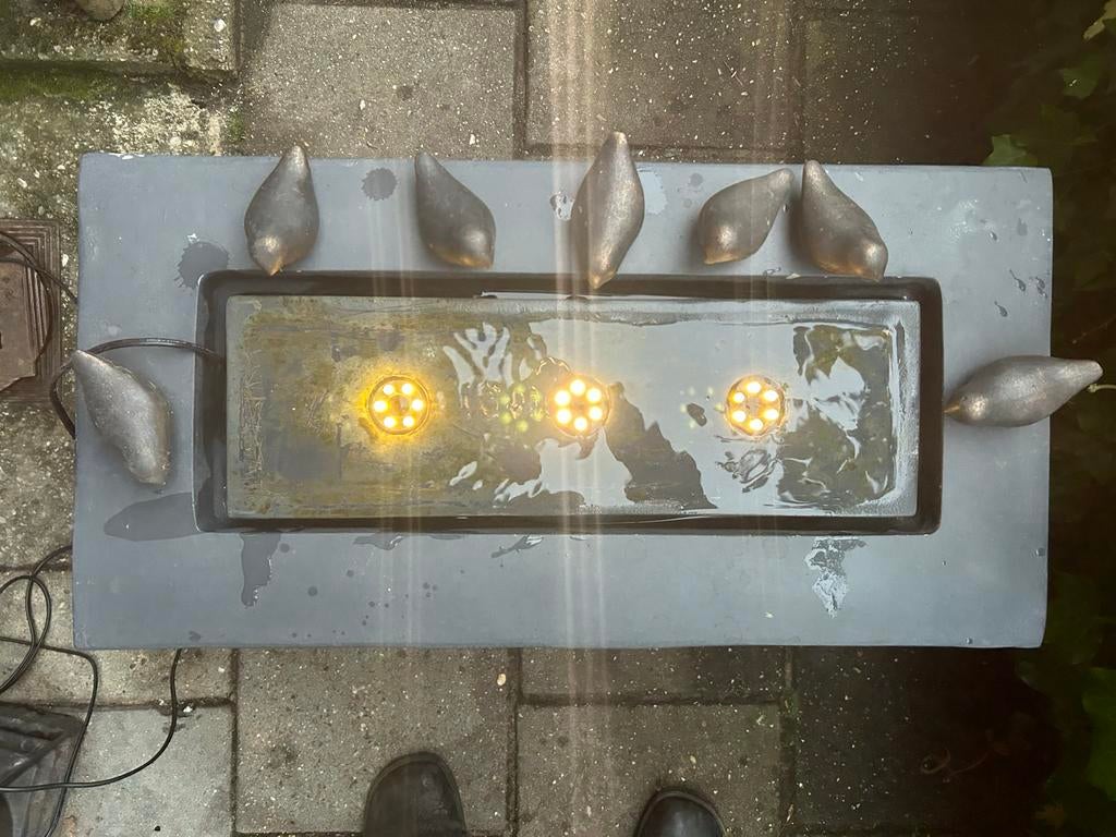 Tuin Waterornament met Verlichting en Vogels, Tuin en Terras, Waterpartijen en Fonteinen, Ophalen of Verzenden, Gebruikt, Overige materialen