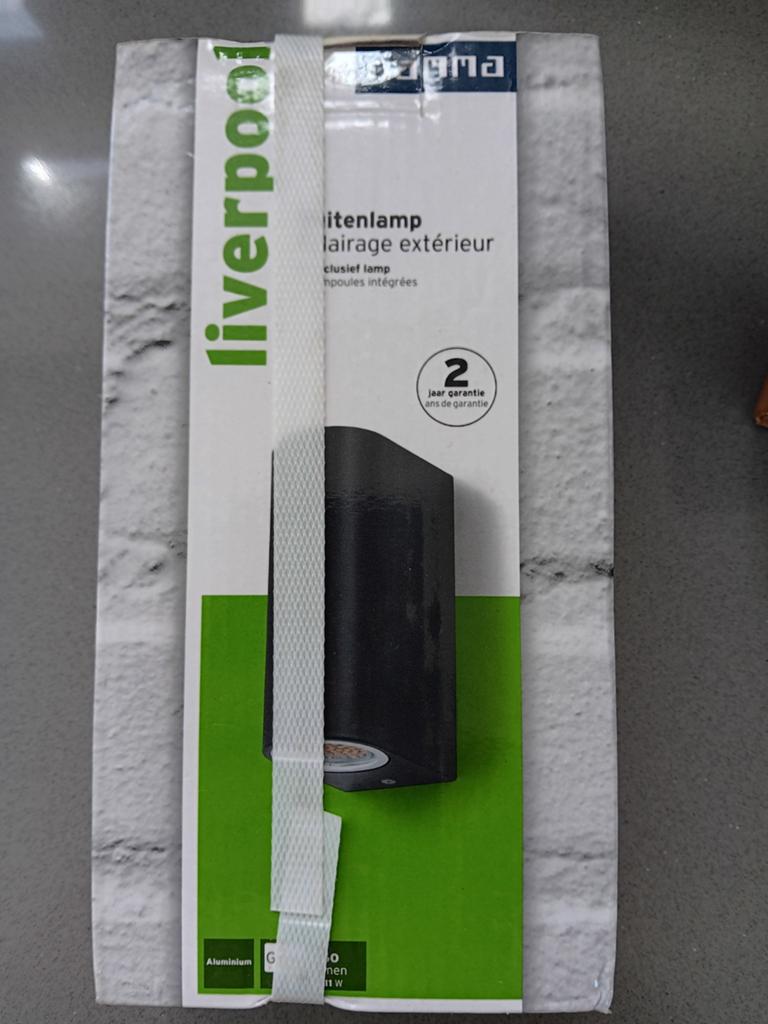 Liverpool Buitenlamp - Zwart, Max 2x11W, Minder dan 50 watt, Wandlamp, Ophalen of Verzenden, Netvoeding