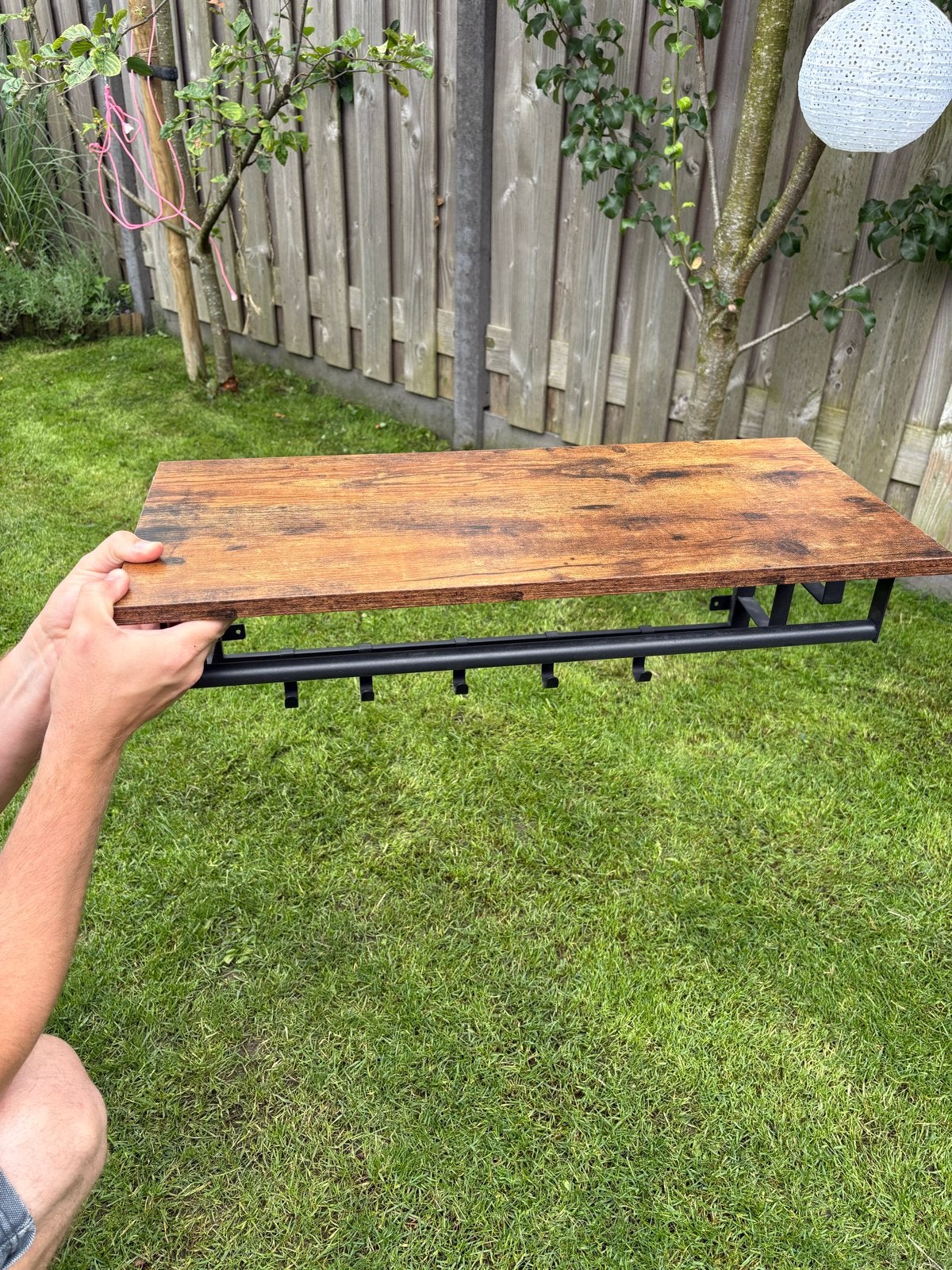 Kapstok met haken en plank, 66x35cm, Gebruikt, Minder dan 100 cm, Hout, Ophalen