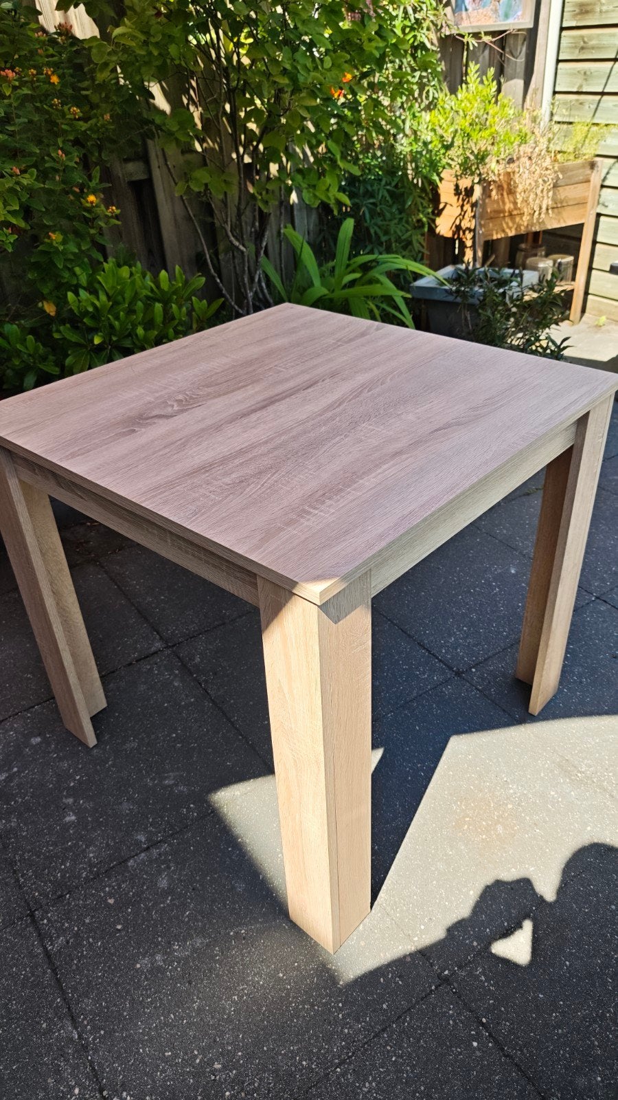 Nette vierkante tafel 80x80cm eiken fineer, Huis en Inrichting, Tafels | Eettafels, Ophalen, 50 tot 100 cm, Vierkant, 50 tot 100 cm