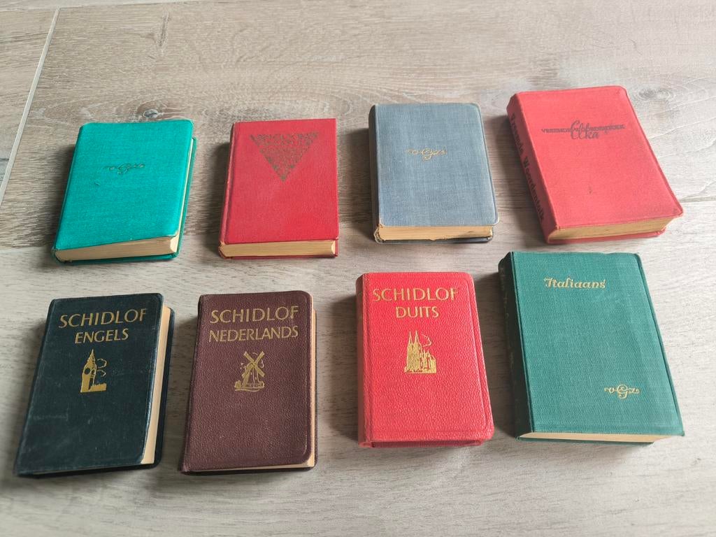8 mini woordenboekjes, Van Goor's en Schidlof 1940, Ophalen