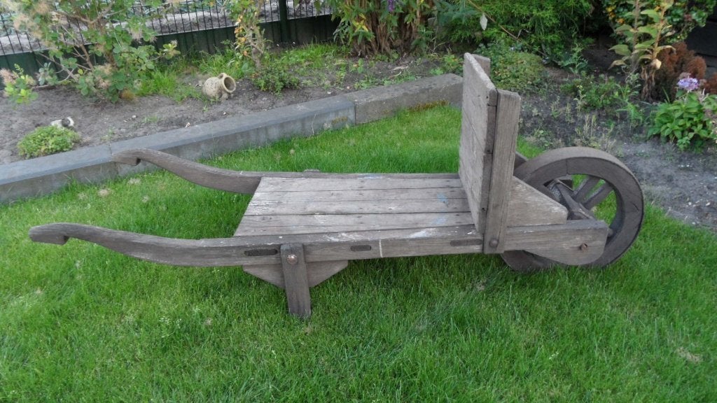 Antieke Houten Boeren kruiwagen, Ophalen, Zo goed als nieuw, Handmatig