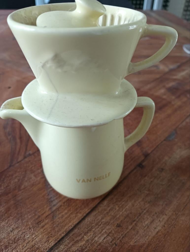 Vintage Melitta 'van Nelle'koffiepot 65 jaar oud, lichtgeel, Antiek en Kunst, Ophalen of Verzenden