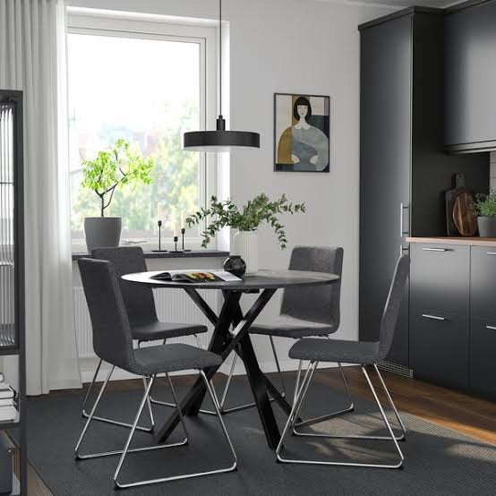 Ronde eettafel - 105cm, 4 krukken, Ophalen, Zo goed als nieuw, 60 tot 90 cm