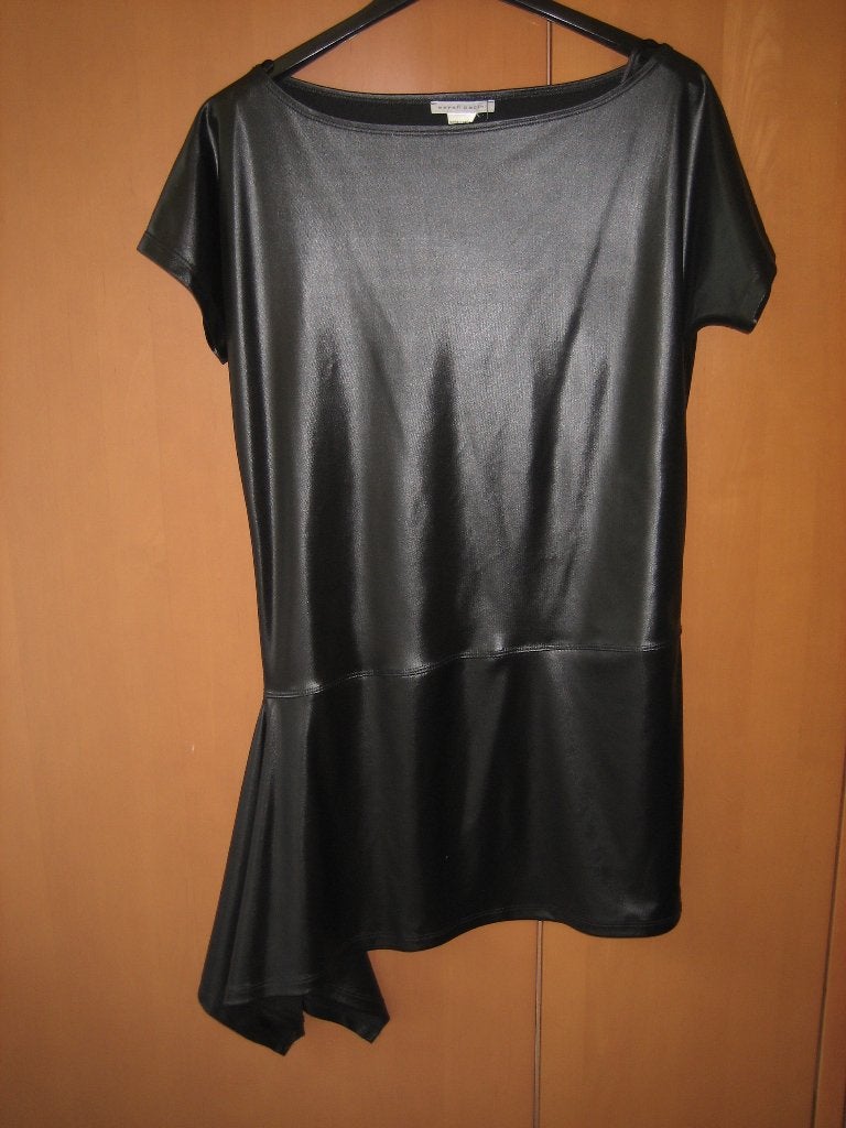 Zwarte a-symmetrische lederlook tuniek PACINI mt. 2 Snazzeys, Kleding | Dames, Maat 38/40 (M), Verzenden, Sarah Pacini, Zwart