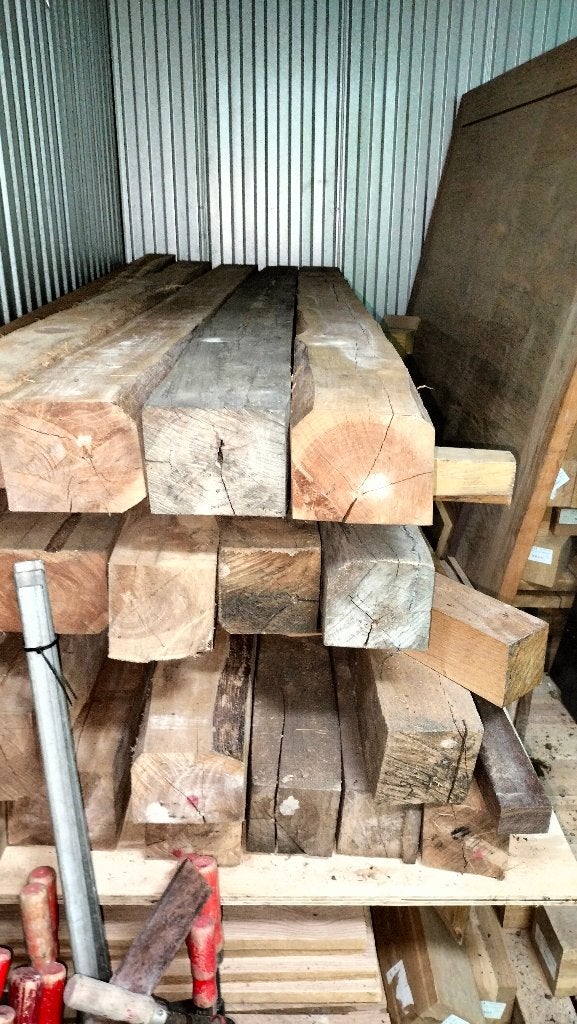 Partij Massief Teakhout Balken – Droog opgeslagen (19 stuks), Doe-het-zelf en Verbouw, Hout en Planken, Ophalen, Nieuw, 200 tot 250 cm