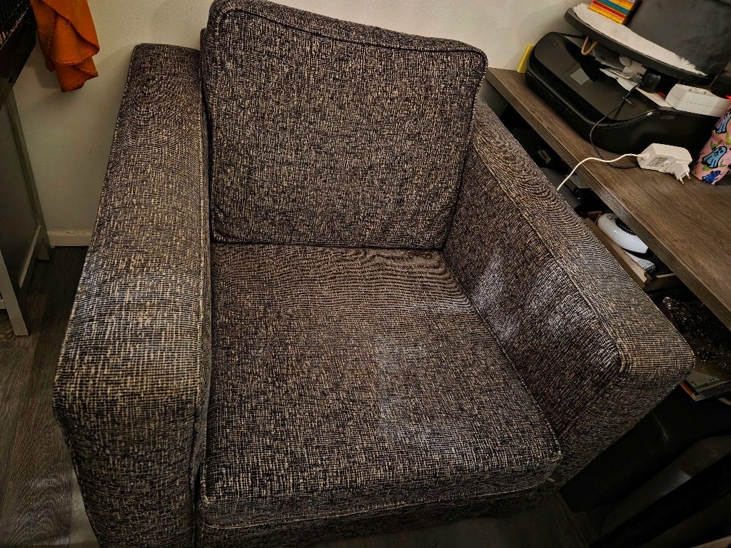 Mooie grijze fauteuil, Ophalen, 75 tot 100 cm, Zo goed als nieuw, 75 tot 100 cm