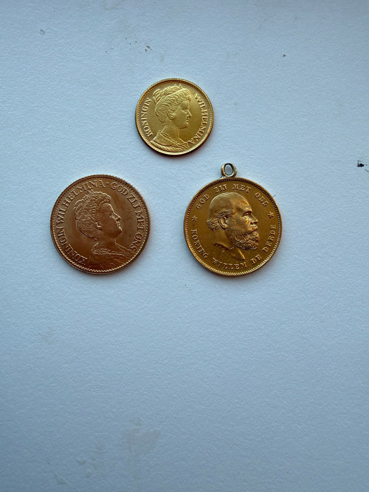 Gouden munten: 5 gulden Wilhelmina, 10 gulden Willem III, Setje, 5 gulden, Koningin Wilhelmina, Goud