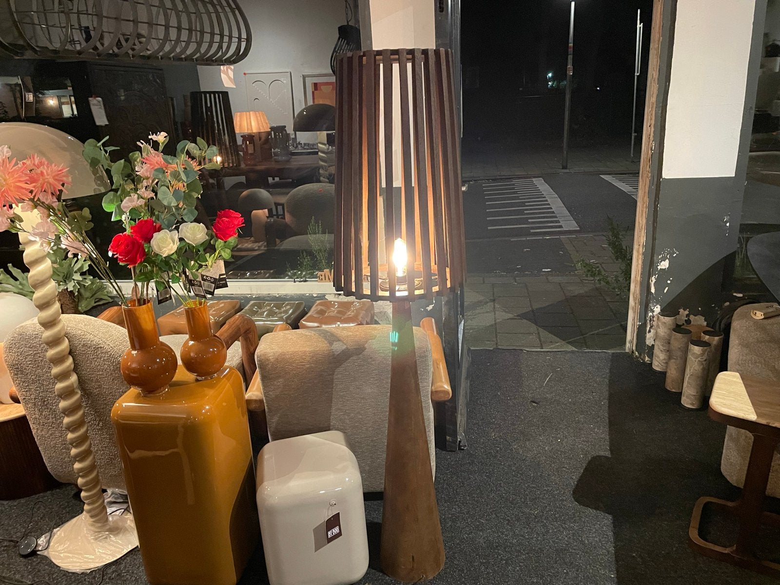 Staande lamp mango hout guard 162cm, Ophalen, C, C, Nieuw