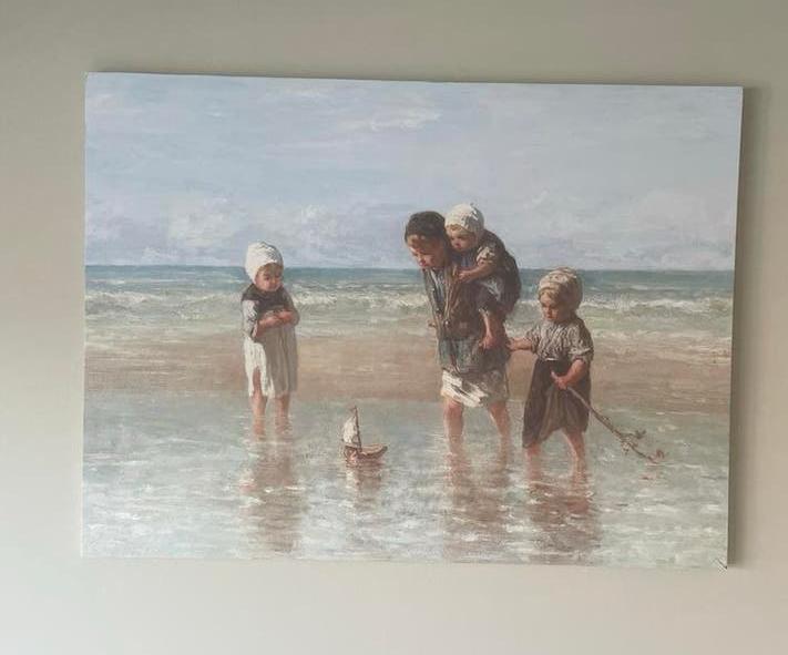 Kinderen der zee - Jozef Israëls - canvas 58x78 cm, Antiek en Kunst, Ophalen