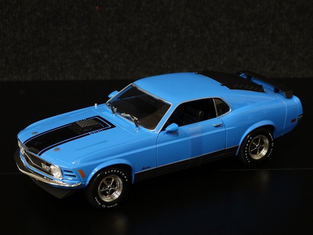Maisto 1:18 1970 Ford Mustang Mach 1 blauw, Hobby en Vrije tijd, Maisto, Auto, Onbekend, Nieuw