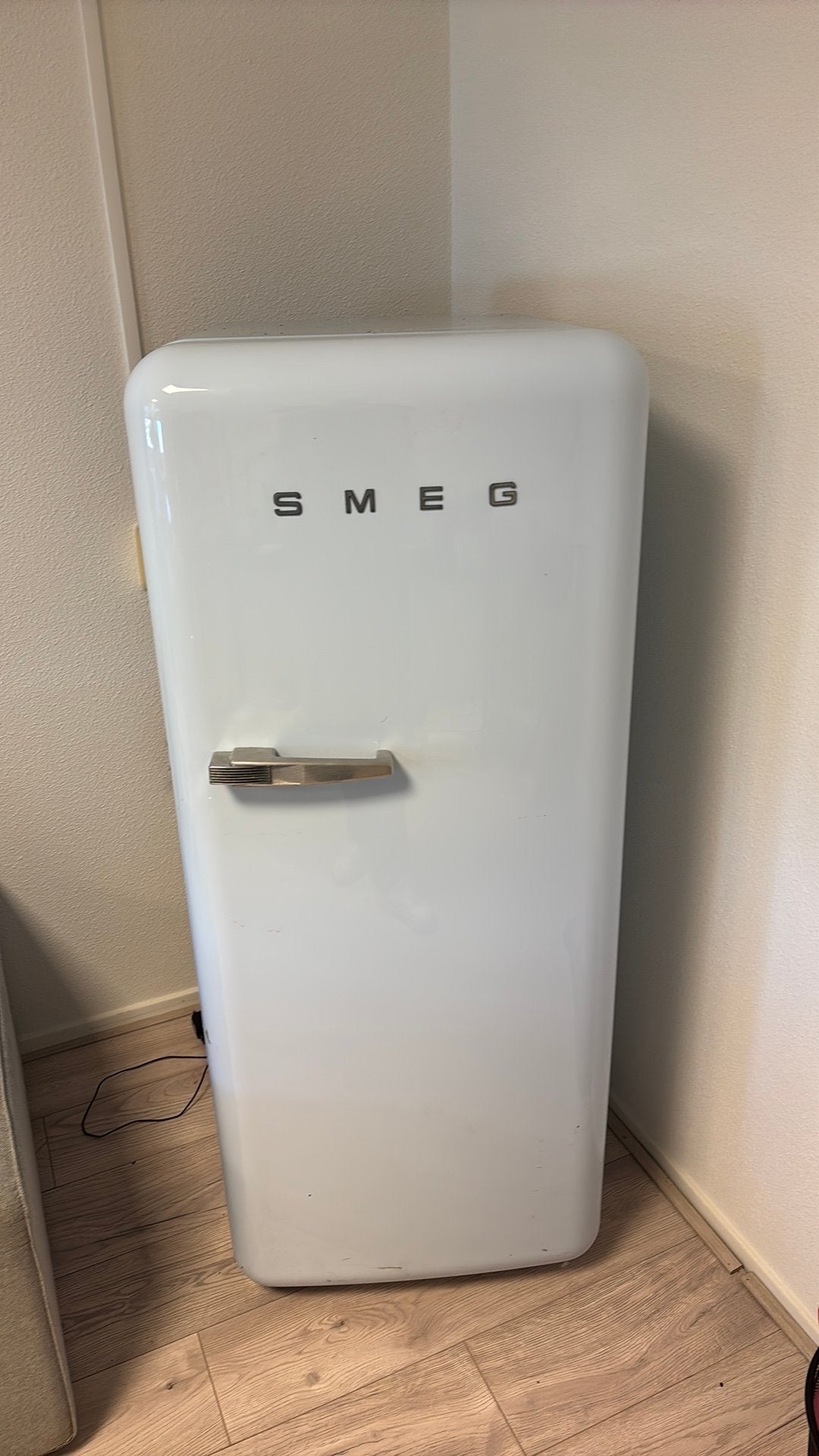 Smeg koelkast lichtblauw, Gebruikt, 200 liter of meer, 45 tot 60 cm, Met vriesvak