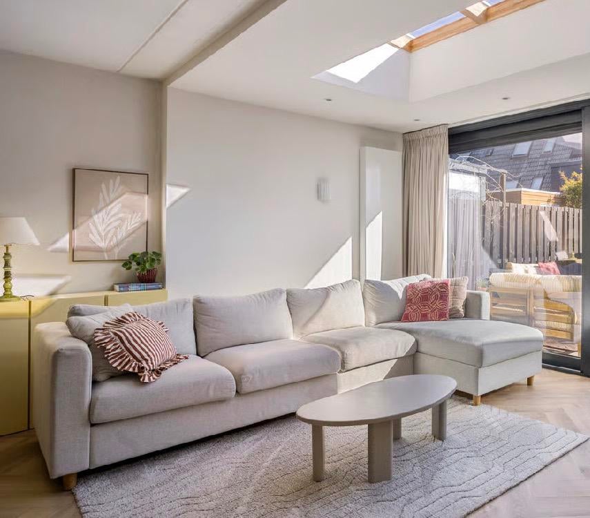 Ikea vimle 4-zitsbank met chaise longue gunnared beige, Huis en Inrichting, Stoffering | Vloerbedekking, Ophalen, Beige, Zo goed als nieuw