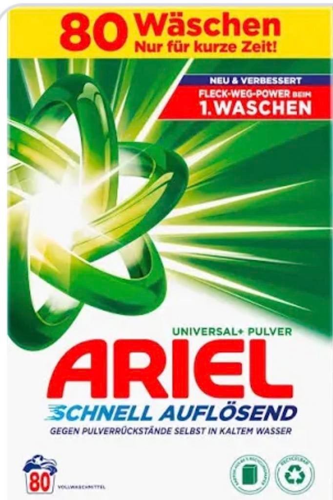 Ariel Universal+ Wasmiddel Poeder 80 Wasbeurten, Ophalen of Verzenden, Nieuw
