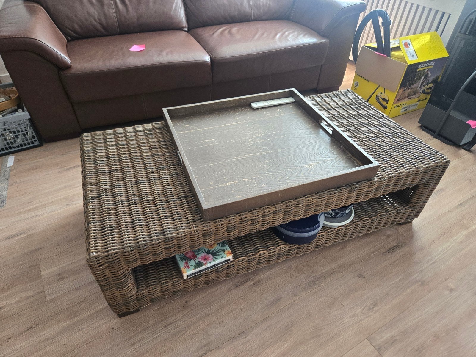 Rotan salontafel met opbergruimte, Ophalen, Rechthoekig, 50 tot 100 cm, 50 tot 100 cm