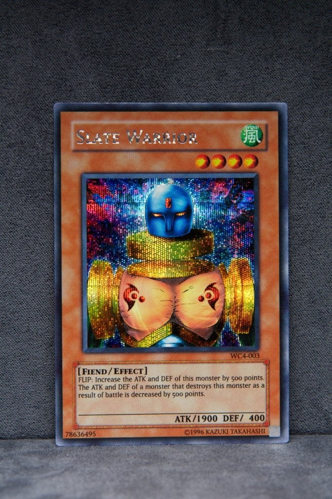 Yu-Gi-Oh! Slate Warrior WC4-003 Secret Rare NM, Ophalen of Verzenden, Zo goed als nieuw, Losse kaart, Foil