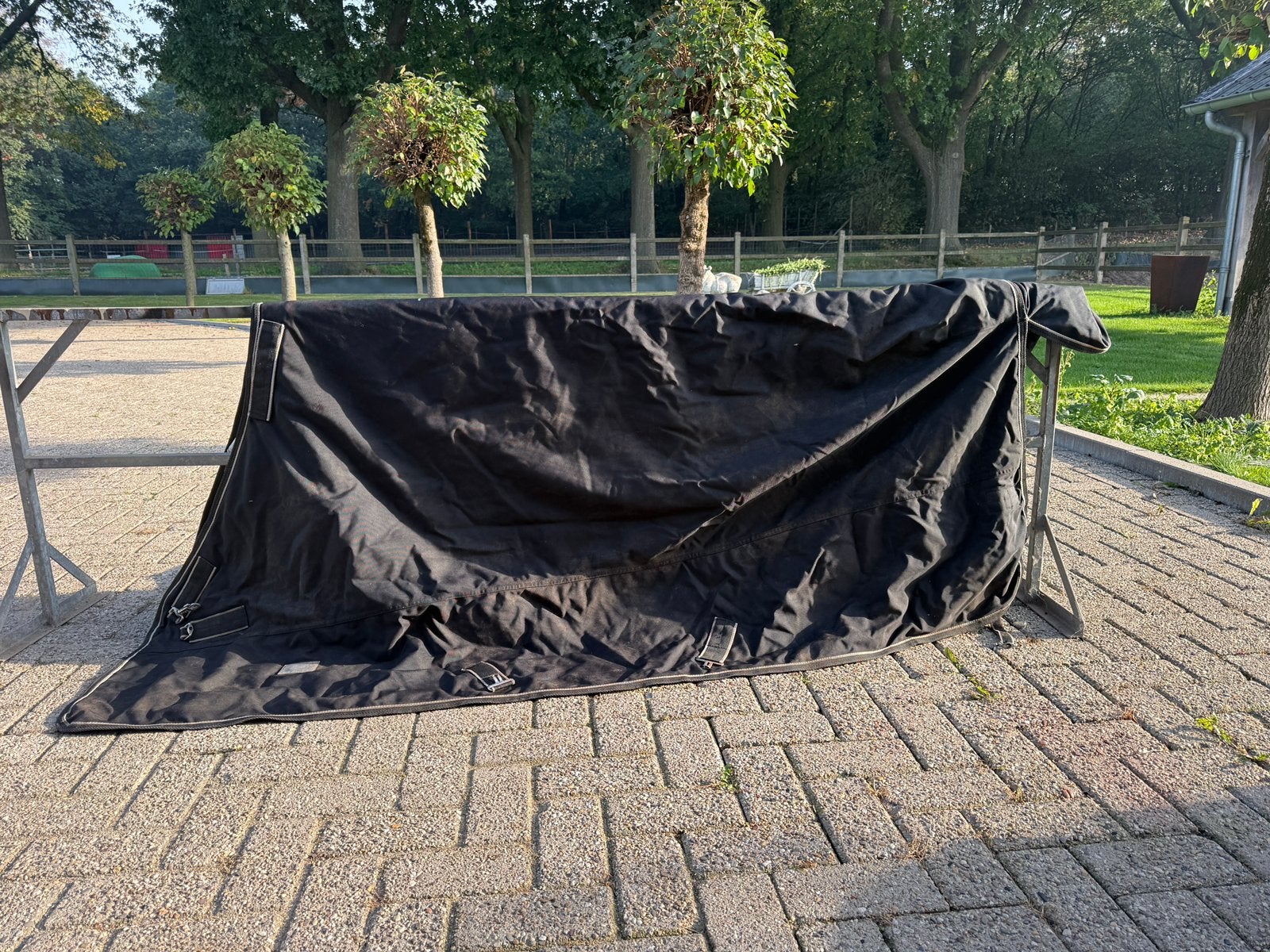 Outdoor, regendeken met twee onderdekens. 205cm, Dieren en Toebehoren, Ophalen, Gebruikt, Afneembare hals, Deken