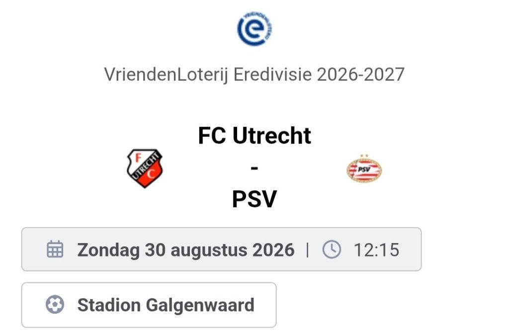 Fc utrecht psv Tickets, Losse kaart, Twee personen, Augustus