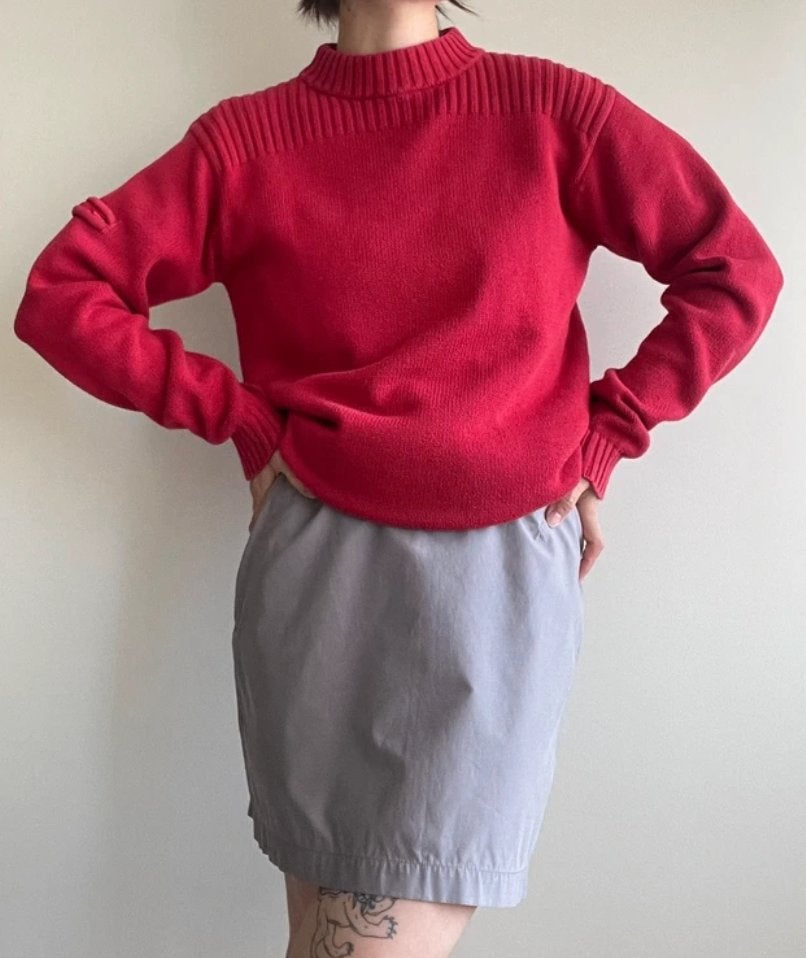 Vintage red mock neck size M sweater, Maat 38/40 (M), Ophalen of Verzenden, Vintage, Lange mouw