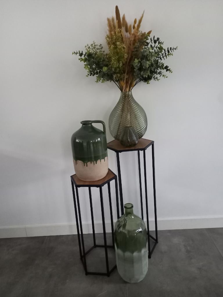 Mooie groene vazen, Huis en Inrichting, Woonaccessoires | Vazen, Ophalen, Minder dan 50 cm, Groen, Glas