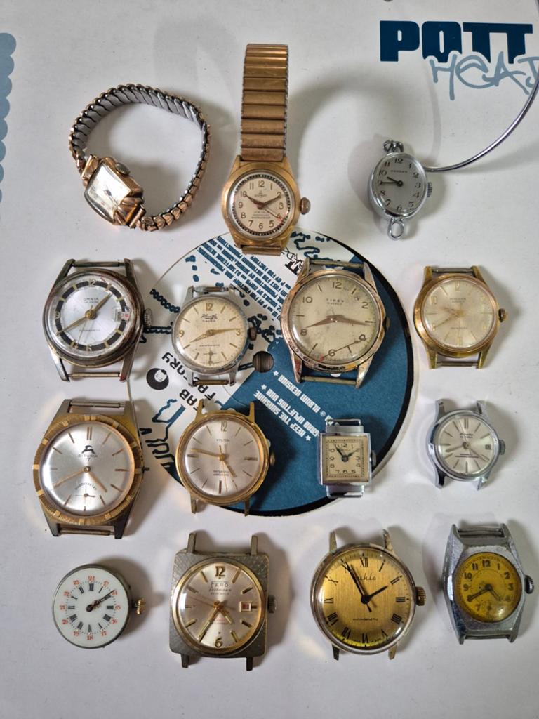 Partij vintage horloges, lot antieke watches, collectie, ver, Overige merken, Staal, Gebruikt, Staal
